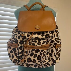Tory Burch Leopard Backpack vinyl w/ Leather Accents